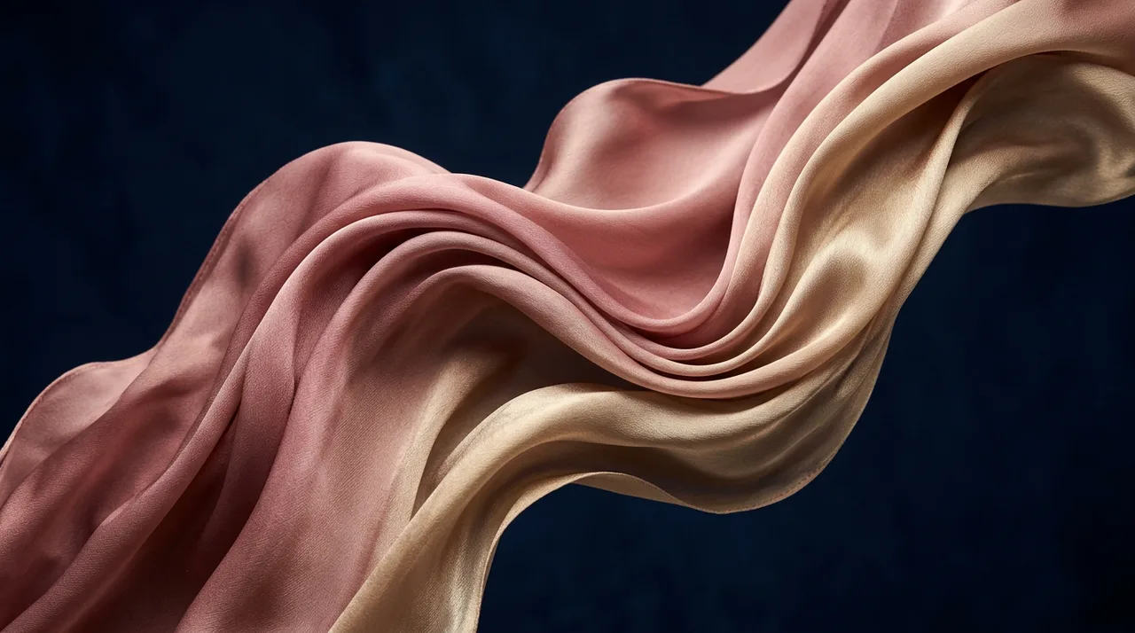 Flowing silk fabric in dusty rose and gold