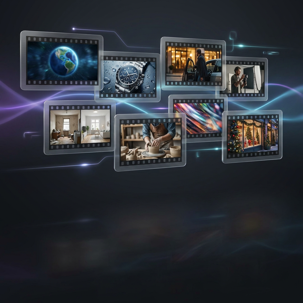 Storyboard-style cover showing eight AI video prompt templates for brands